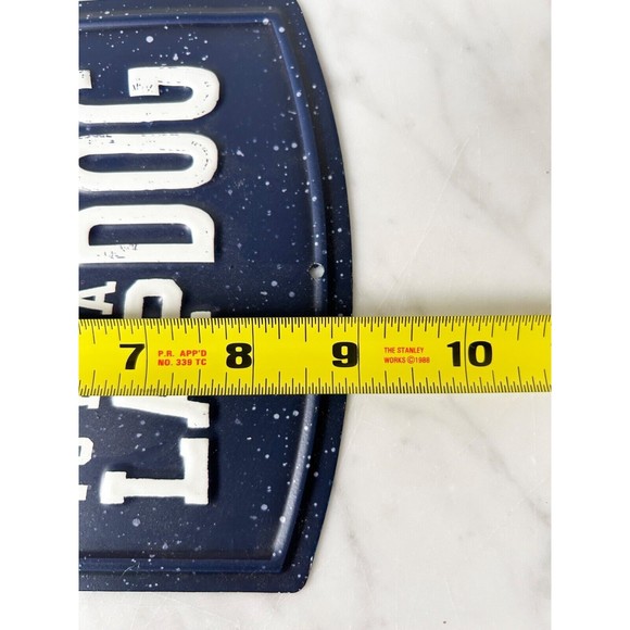 No Dog is Ever Too Big to be a Lap Dog Die Cut Tin Wall Sign Navy Blue 9 x 6.25 - Picture 3 of 4